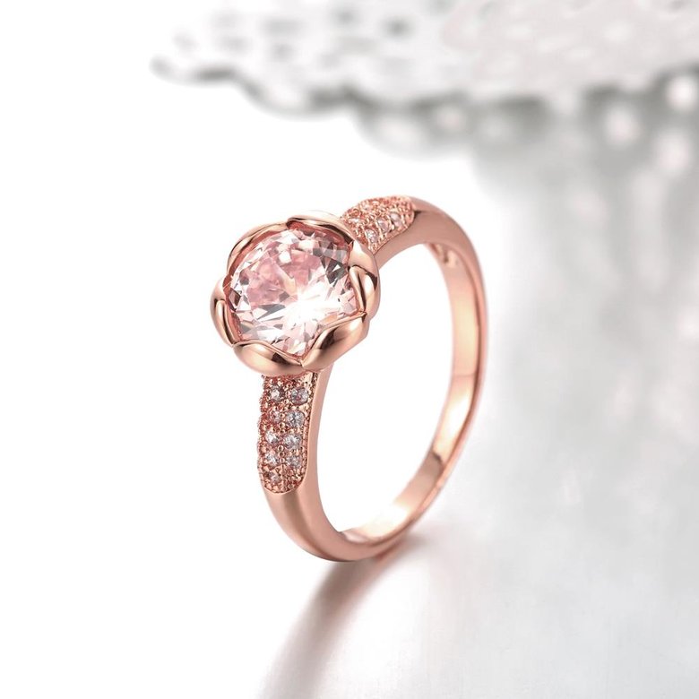 Wholesale Fashion Romantic Rose Gold Plated rose flower white CZ Ring nobility Luxury Ladies Party engagement jewelry Best Mother's Gift  TGCZR290 2
