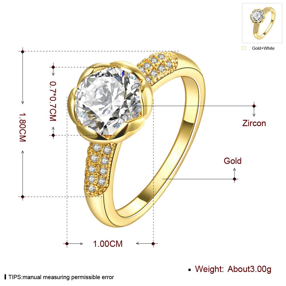 Wholesale Fashion Romantic 24K gold rose flower white CZ Ring nobility Luxury Ladies Party engagement jewelry Best Mother's Gift TGCZR294 0