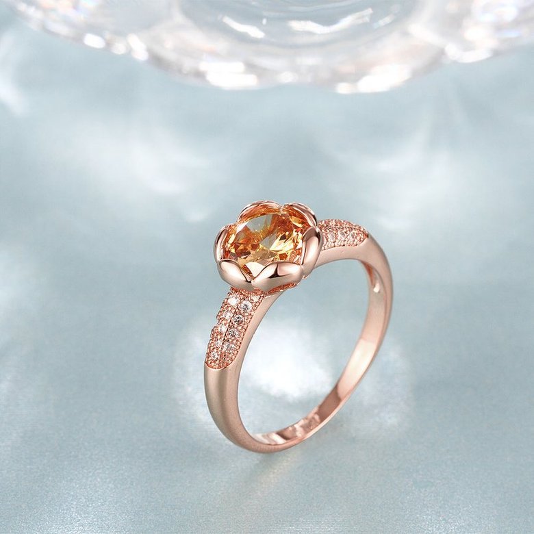 Wholesale Fashion Romantic Rose Gold Plated champagne CZ Ring nobility Luxury Ladies Party engagement jewelry Best Mother's Gift TGCZR018 2
