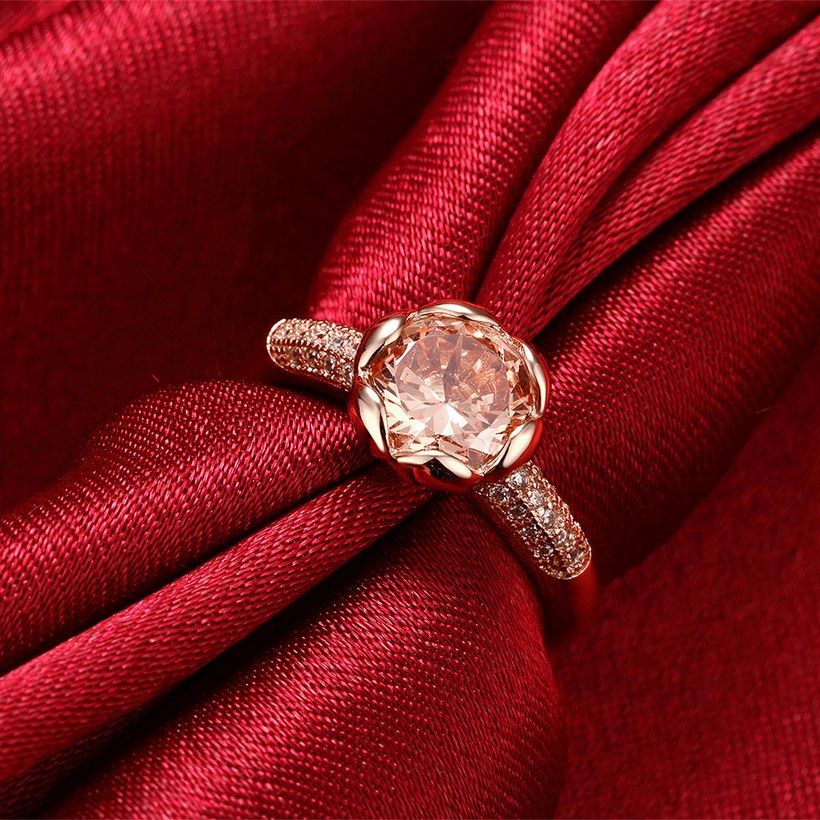Wholesale Fashion Romantic Rose Gold Plated champagne CZ Ring nobility Luxury Ladies Party engagement jewelry Best Mother's Gift TGCZR018 3