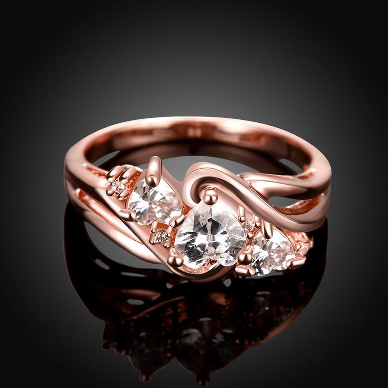 Wholesale Classic Rose Gold Heart White shape CZ Ring for women Engagement Wedding Band Rings for women Bridal Jewelry TGCZR303 1