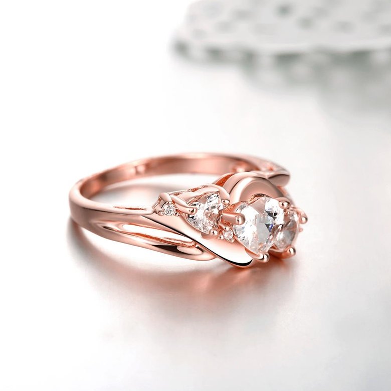Wholesale Classic Rose Gold Heart White shape CZ Ring for women Engagement Wedding Band Rings for women Bridal Jewelry TGCZR303 2