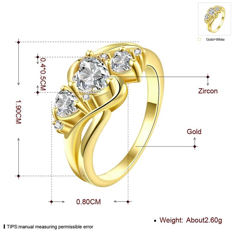 Wholesale Classic 24K Gold Heart White shape CZ Ring for women Engagement Wedding Band Rings for women Bridal Jewelry TGCZR306 3