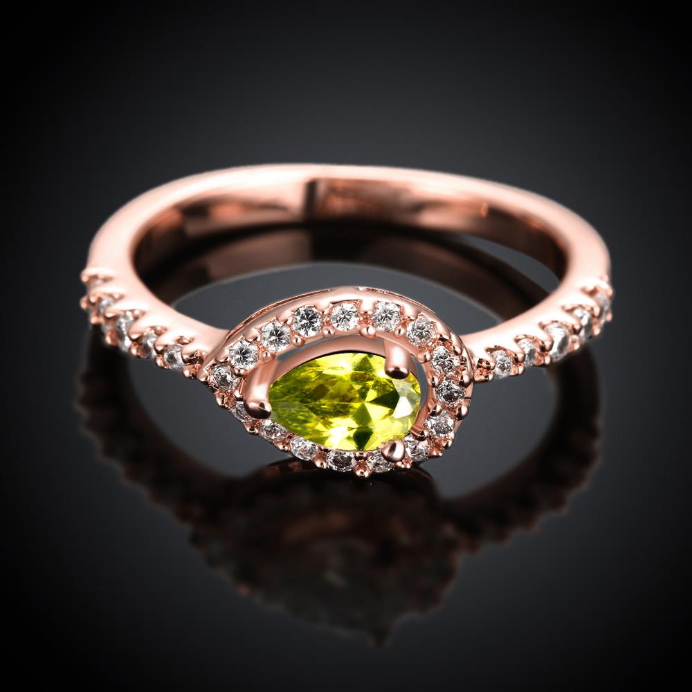 Wholesale Classic Rose Gold Water Drop Green CZ Ring for women Multi-Color Jewelry Rings Wedding Valentine's Day Gift TGCZR309 1