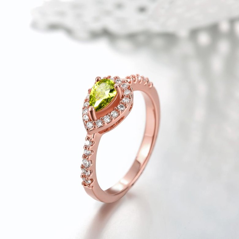 Wholesale Classic Rose Gold Water Drop Green CZ Ring for women Multi-Color Jewelry Rings Wedding Valentine's Day Gift TGCZR309 2
