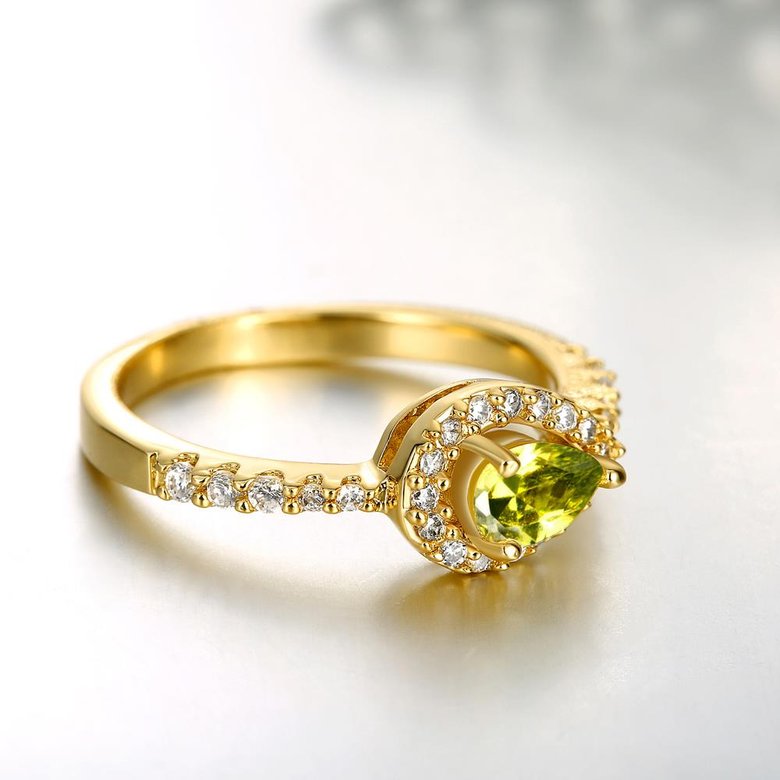 Wholesale Classic 24k Gold Water Drop Green CZ Ring for women Multi-Color Jewelry Rings Wedding Valentine's Day Gift TGCZR312 0