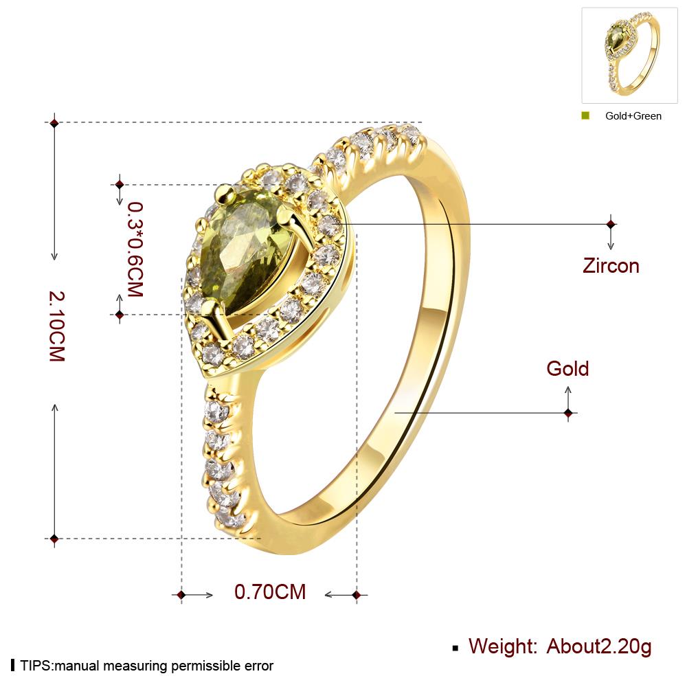 Wholesale Classic 24k Gold Water Drop Green CZ Ring for women Multi-Color Jewelry Rings Wedding Valentine's Day Gift TGCZR312 1