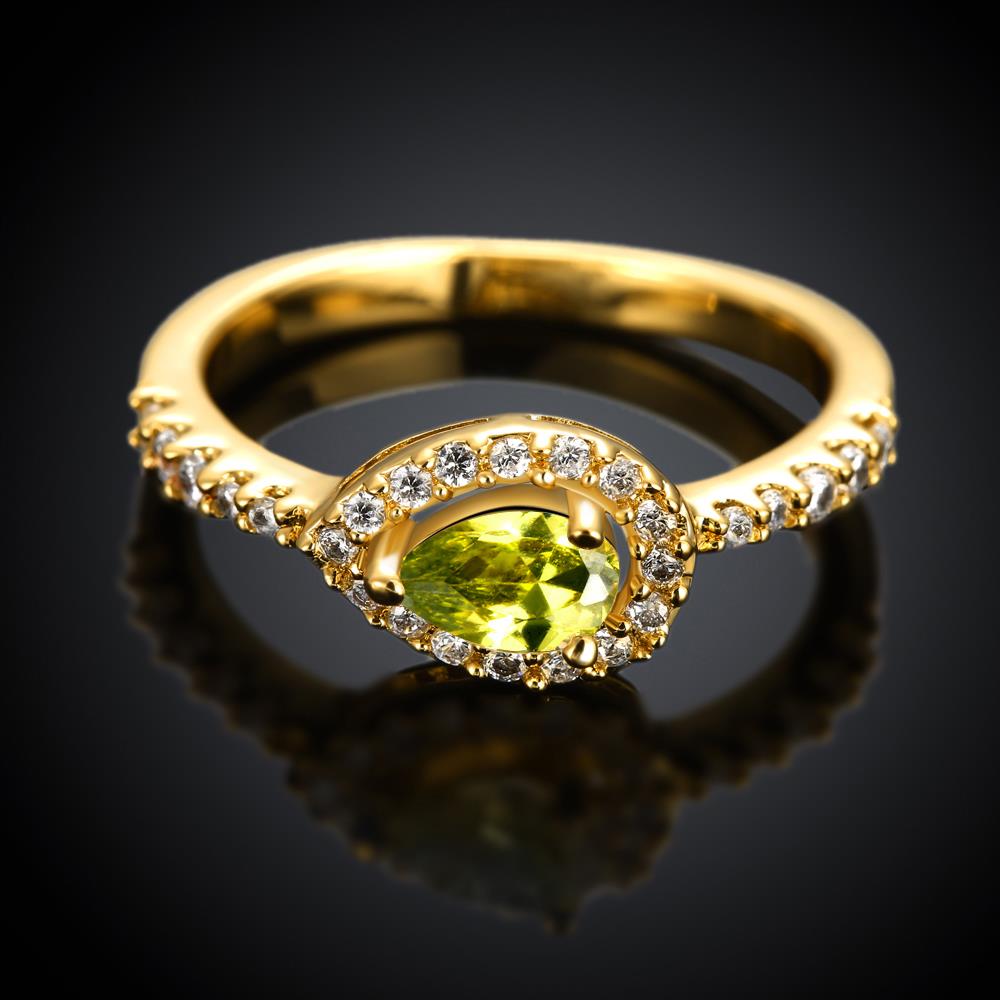 Wholesale Classic 24k Gold Water Drop Green CZ Ring for women Multi-Color Jewelry Rings Wedding Valentine's Day Gift TGCZR312 2