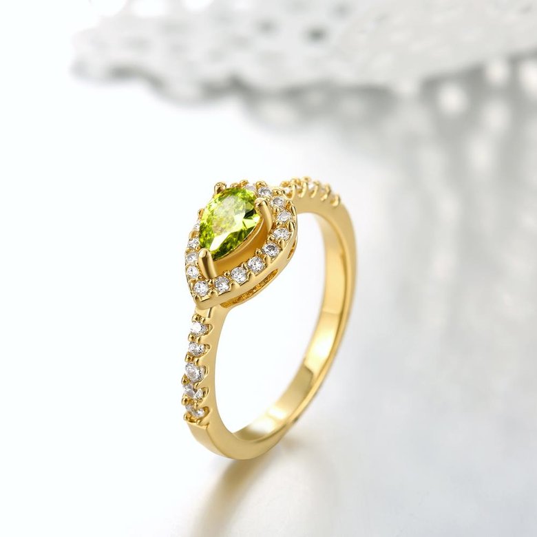 Wholesale Classic 24k Gold Water Drop Green CZ Ring for women Multi-Color Jewelry Rings Wedding Valentine's Day Gift TGCZR312 3