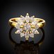 Wholesale Clearance sale New Fashion Wedding Flower Jewelry White Zircon 24k Gold Color Ring Christmas Gifts Elegant Gift TGCZR318 1 small