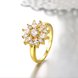 Wholesale Clearance sale New Fashion Wedding Flower Jewelry White Zircon 24k Gold Color Ring Christmas Gifts Elegant Gift TGCZR318 2 small