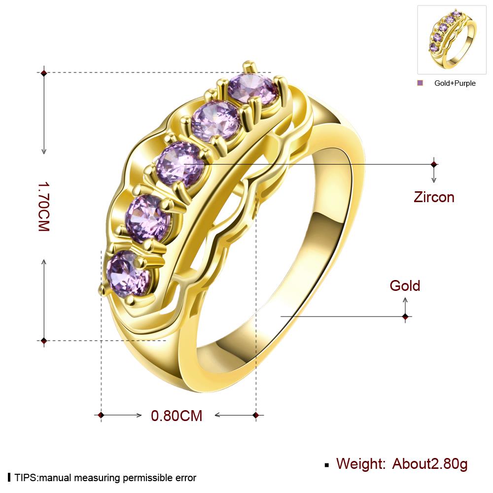 Wholesale Classic Romantic Wedding Bridal 24k gold Rings For Women With purple Dazzling Crystal Cubic Zircon Engagement Rings TGCZR324 1