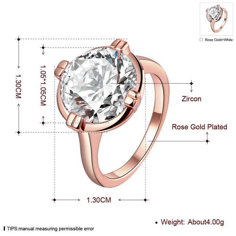 Wholesale Engagement rose gold Finger Ring for Women Big round Stone Clear Zirconia Rings Crystal Statement Fine Jewelry Female Gifts TGCZR328 0