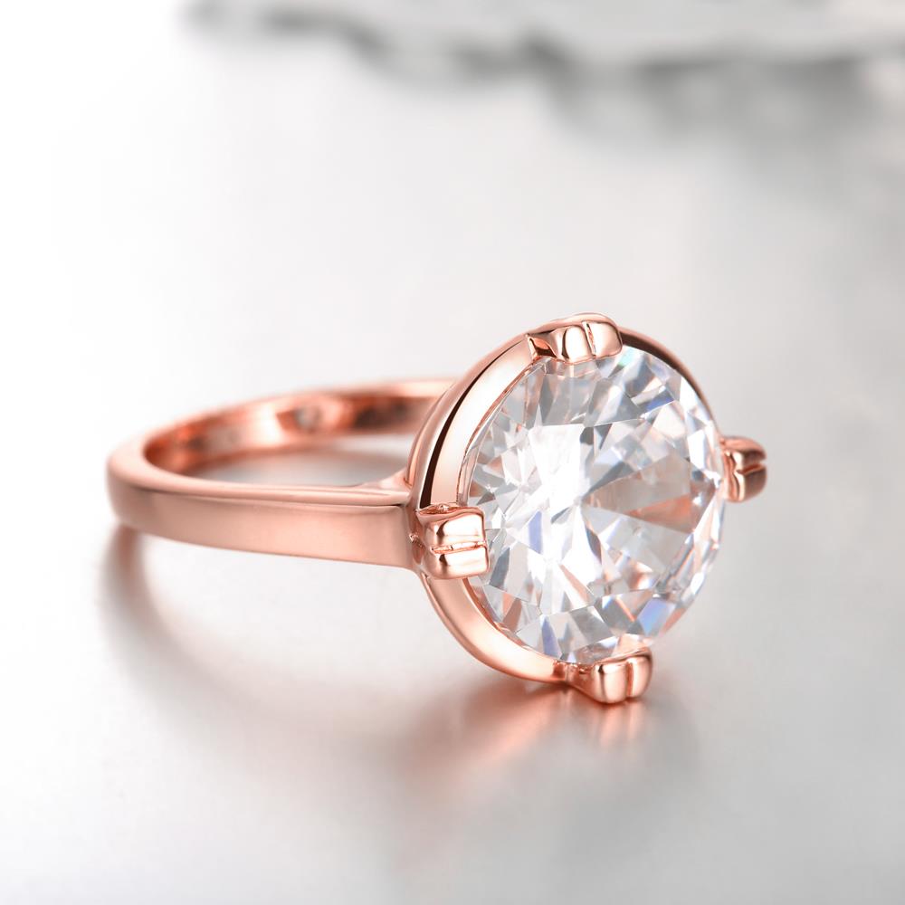 Wholesale Engagement rose gold Finger Ring for Women Big round Stone Clear Zirconia Rings Crystal Statement Fine Jewelry Female Gifts TGCZR328 2