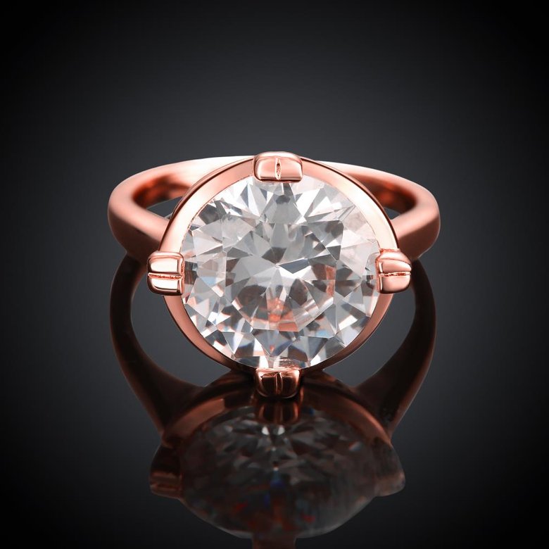 Wholesale Engagement rose gold Finger Ring for Women Big round Stone Clear Zirconia Rings Crystal Statement Fine Jewelry Female Gifts TGCZR328 3