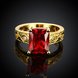 Wholesale European Fashion rings from China for Woman Party Wedding Gift Red square AAA Zircon 24K Gold Ring TGCZR443 1 small