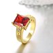 Wholesale European Fashion rings from China for Woman Party Wedding Gift Red square AAA Zircon 24K Gold Ring TGCZR443 2 small