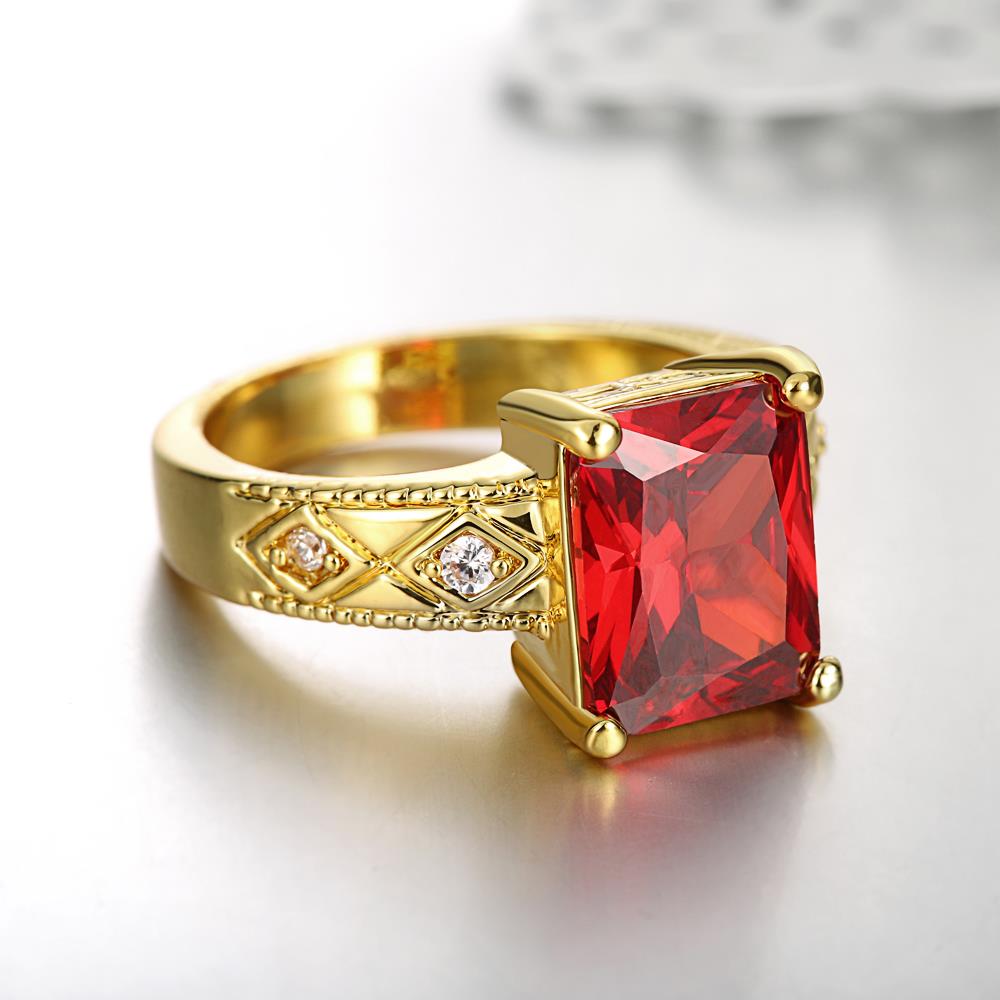 Wholesale European Fashion rings from China for Woman Party Wedding Gift Red square AAA Zircon 24K Gold Ring TGCZR443 3