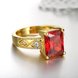 Wholesale European Fashion rings from China for Woman Party Wedding Gift Red square AAA Zircon 24K Gold Ring TGCZR443 3 small