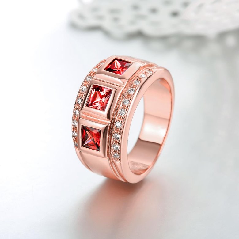 Wholesale Simple Stylish Elegant Ring Band Surprise Birthday Anniversary Present For Women With red square Cubic Zircon rings jewelry TGCZR449 2