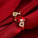 Wholesale Classic 24K Gold Geometric Red triangle Ring 5A CZ Zirconia Wedding Jewelry  Engagement for Women Gift TGCZR466 3 small