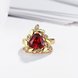 Wholesale Classic 24K Gold Geometric Red triangle Ring 5A CZ Zirconia Wedding Jewelry  Engagement for Women Gift TGCZR473 2 small