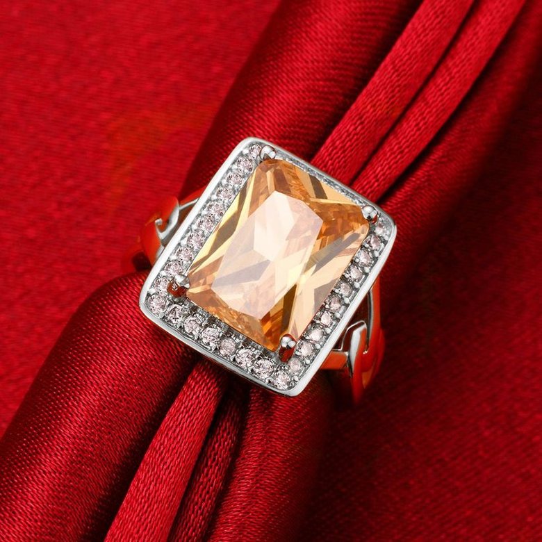 Wholesale Classic Platinum Square Large champagne Gem Rings Bohemian Style Wedding Ring for Women Party Engagement Jewelry  TGCZR041 2