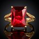 Wholesale ring series Classic 24K Gold Plated red big square Zirconia Luxury Ladies Party wedding jewelry Best Mother's Gift TGCZR043 3 small