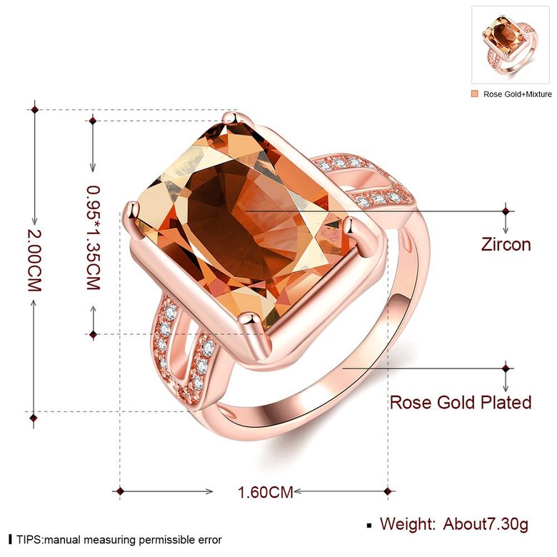 Wholesale fashion rose gold rings Square Large champagne Gem Bohemian Style Wedding Ring for Women Party Engagement Jewelry TGCZR057 0