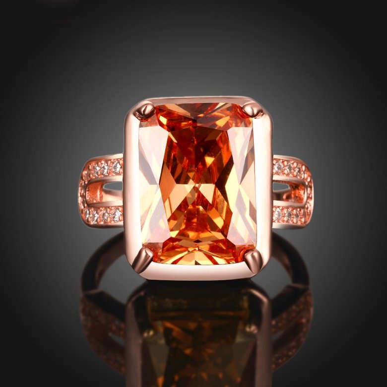 Wholesale fashion rose gold rings Square Large champagne Gem Bohemian Style Wedding Ring for Women Party Engagement Jewelry TGCZR057 1