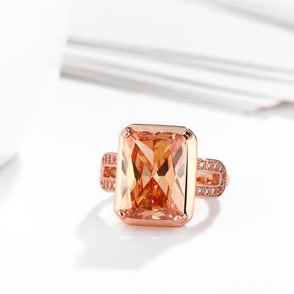 Wholesale fashion rose gold rings Square Large champagne Gem Bohemian Style Wedding Ring for Women Party Engagement Jewelry TGCZR057 2