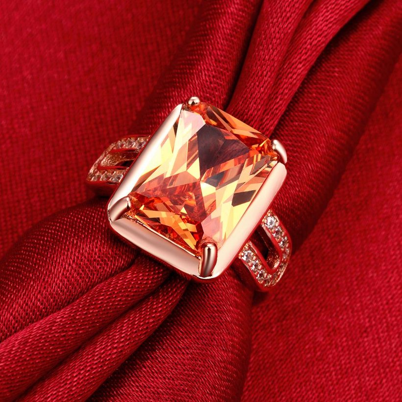 Wholesale fashion rose gold rings Square Large champagne Gem Bohemian Style Wedding Ring for Women Party Engagement Jewelry TGCZR057 3
