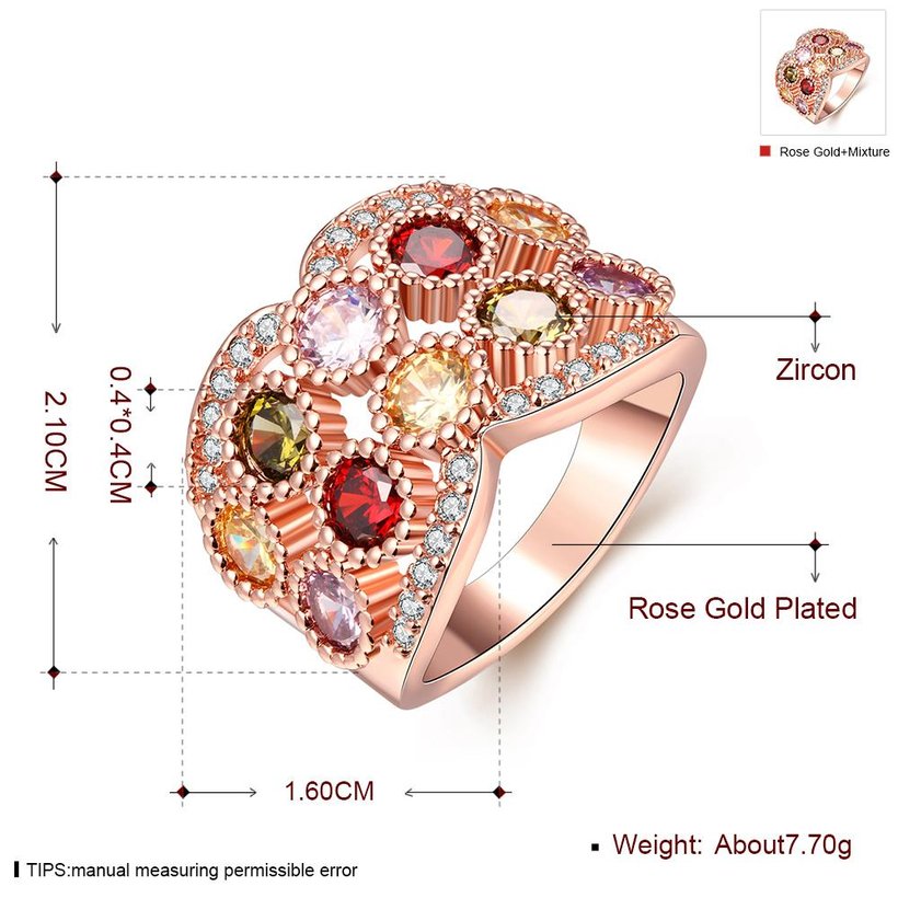 Wholesale Classic Rose Gold Multicolor CZ Ring Band for Daily Accessory For Women Elegant wedding Valentine's Day Gift Hot Selling TGCZR012 1