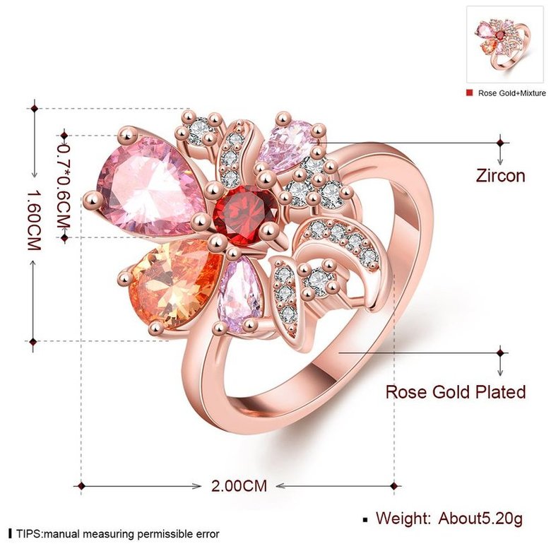 Wholesale Unique Design Top Sale Rose Gold Color Colorful AAA Zircon Wedding bijoux Flower Rings Jewelry For Women Gift Party TGCZR131 0