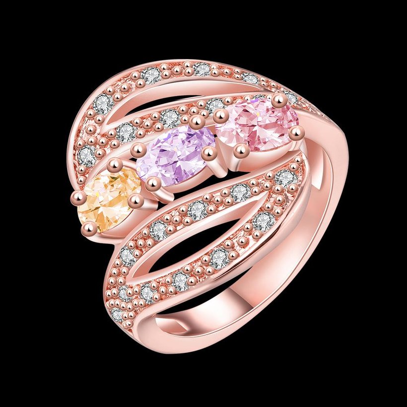Wholesale Unique Design Top Sale Rose Gold hollow rings Color Colorful AAA Zircon Wedding bijoux Flower Rings Jewelry For Women Gift Party TGCZR132 5