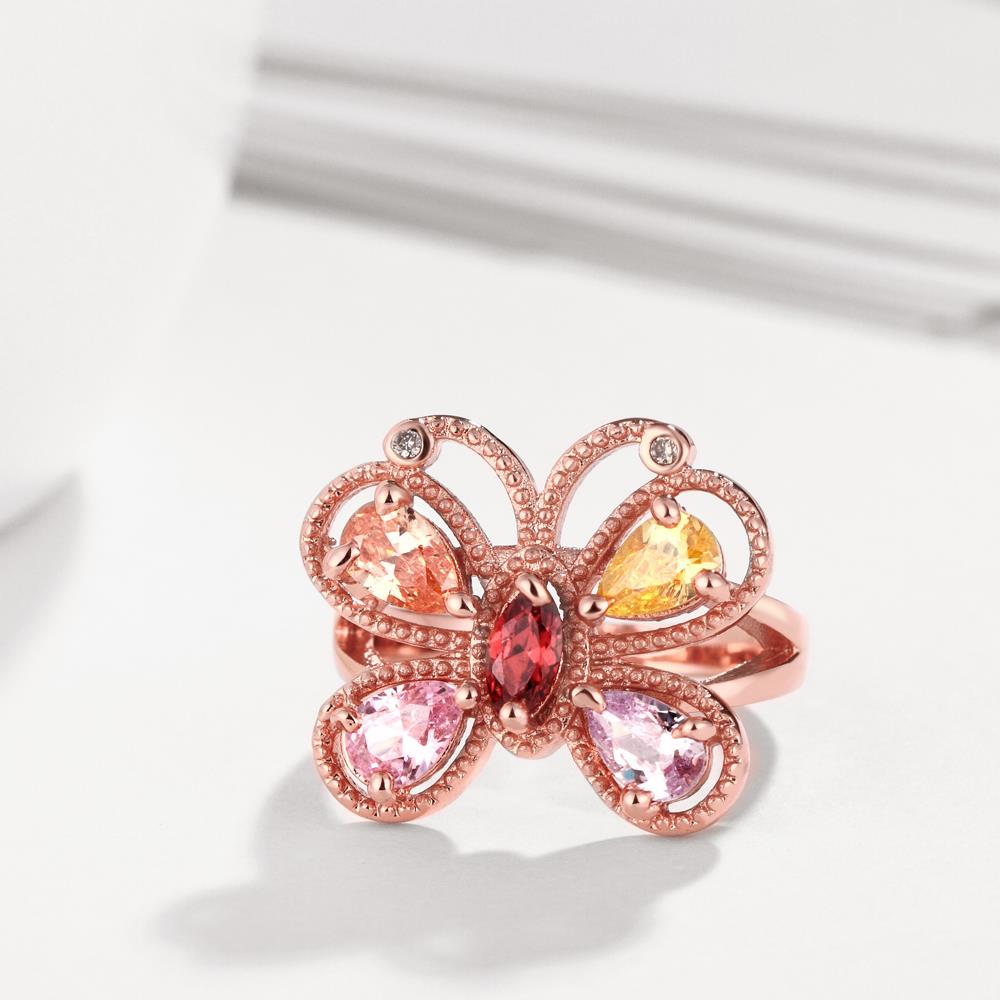 Wholesale Unique Design Top Sale Rose Gold butterfly rings Color Colorful AAA Zircon Wedding bijoux Rings Jewelry For Women Gift Party TGCZR133 1