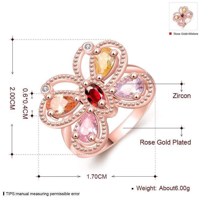 Wholesale Unique Design Top Sale Rose Gold butterfly rings Color Colorful AAA Zircon Wedding bijoux Rings Jewelry For Women Gift Party TGCZR133 3