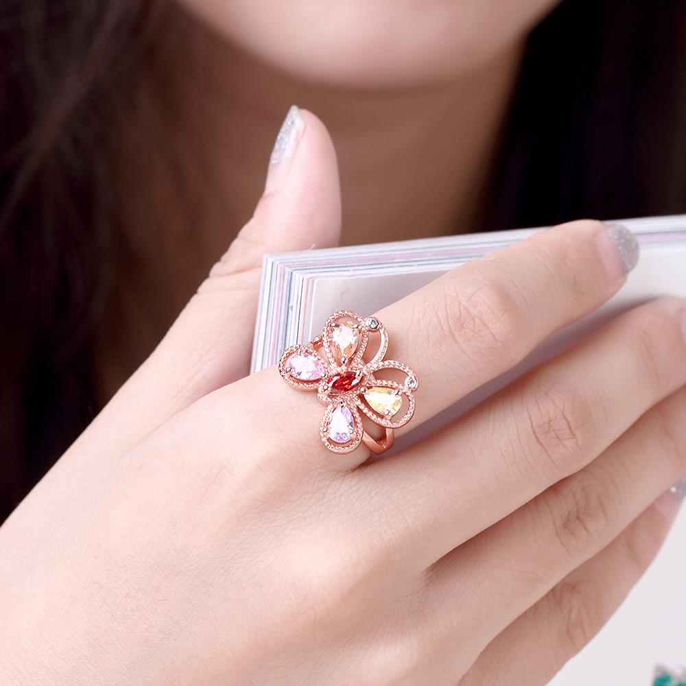 Wholesale Unique Design Top Sale Rose Gold butterfly rings Color Colorful AAA Zircon Wedding bijoux Rings Jewelry For Women Gift Party TGCZR133 4