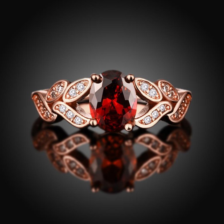 Wholesale 18K Rose Gold Red Ruby Ring For Women Rings Flower Zircon Diamond Engagement Gemstone Fine Jewelry TGCZR180 3