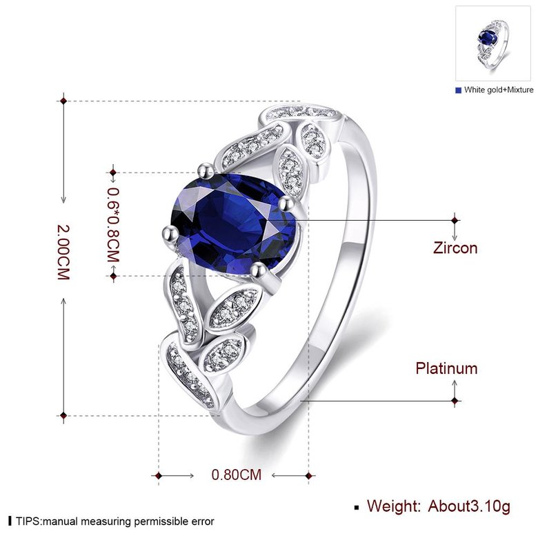 Wholesale Romantic Platinum Geometric blue CZ Ring  For Women Rings Engagement Gemstone Fine Jewelry TGCZR183 0