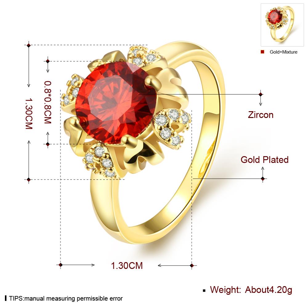 Wholesale ring series Classic 24K Gold Plated red Cubic Zirconia Luxury Ladies Party wedding jewelry Best Mother's Gift TGCZR013 0
