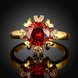 Wholesale ring series Classic 24K Gold Plated red Cubic Zirconia Luxury Ladies Party wedding jewelry Best Mother's Gift TGCZR013 1 small