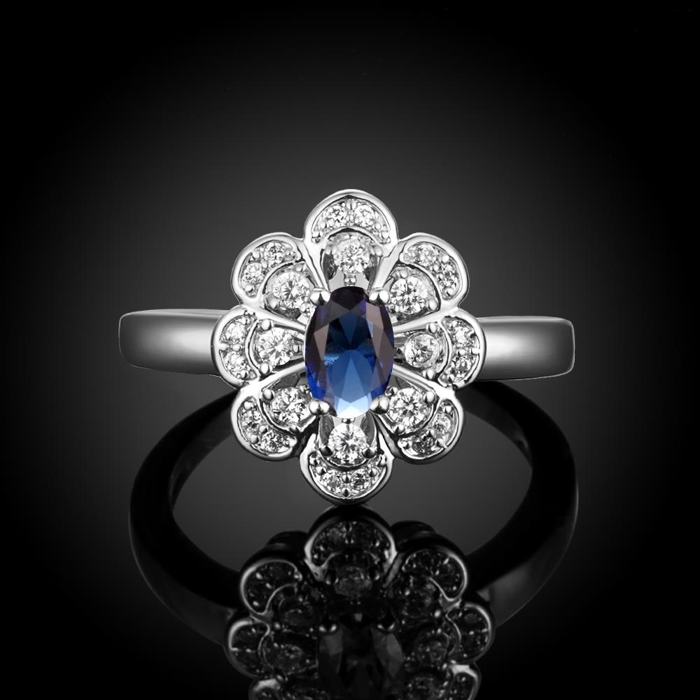 Wholesale Fashion Classic platinum round flower blue CZ Stone Exaggeration Party Rings wedding Jewelry TGCZR207 1