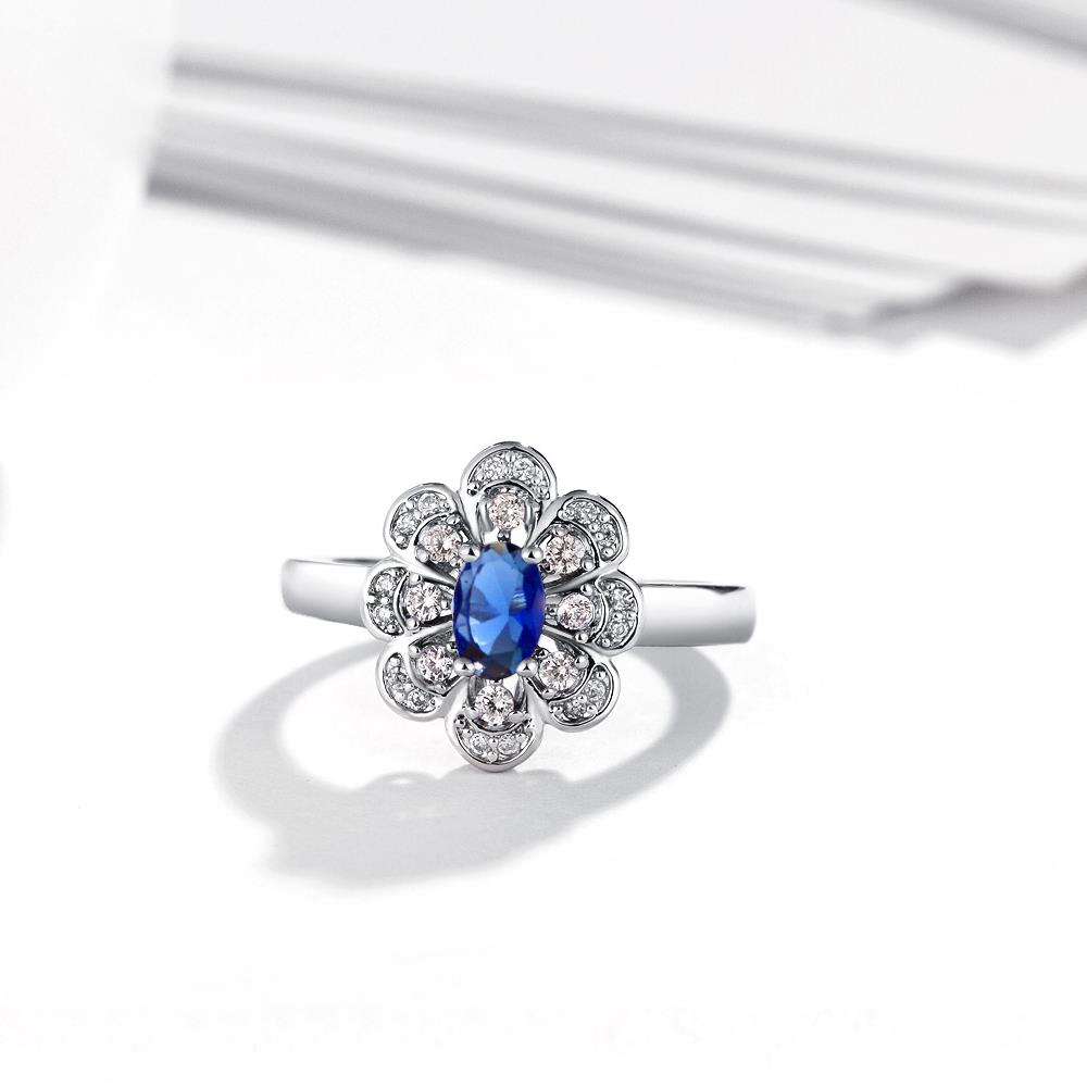 Wholesale Fashion Classic platinum round flower blue CZ Stone Exaggeration Party Rings wedding Jewelry TGCZR207 4