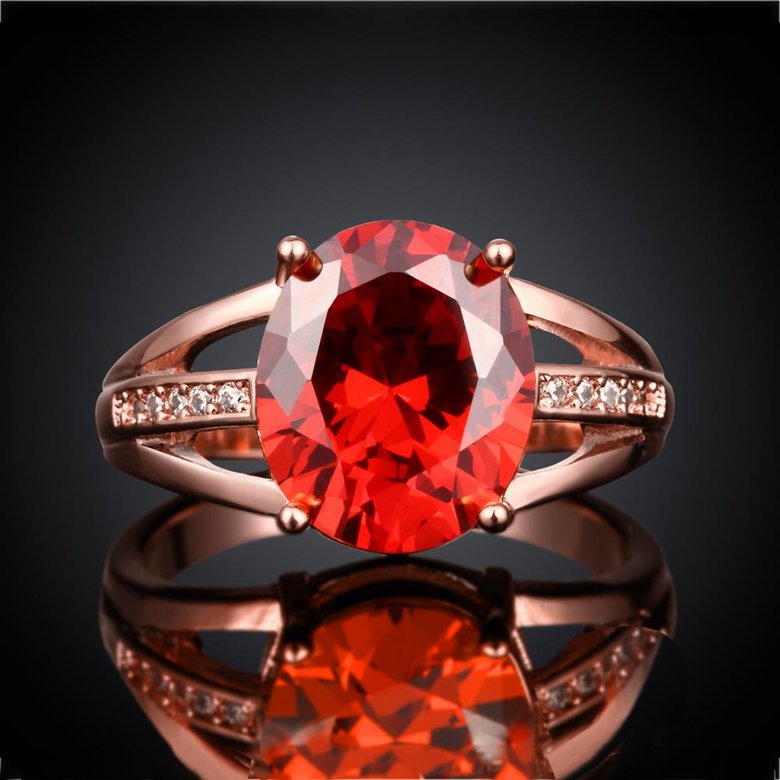 Wholesale Hot selling Red Ruby round Gemstone Wedding Ring For Women Bridal Fine Jewelry Engagement Rose Gold Ring TGCZR244 0