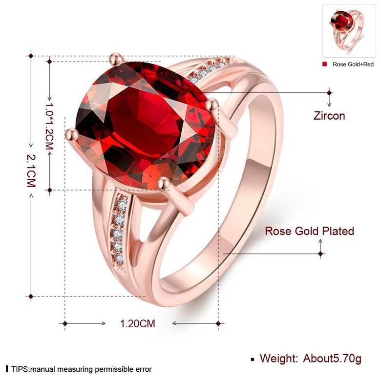 Wholesale Hot selling Red Ruby round Gemstone Wedding Ring For Women Bridal Fine Jewelry Engagement Rose Gold Ring TGCZR244 1