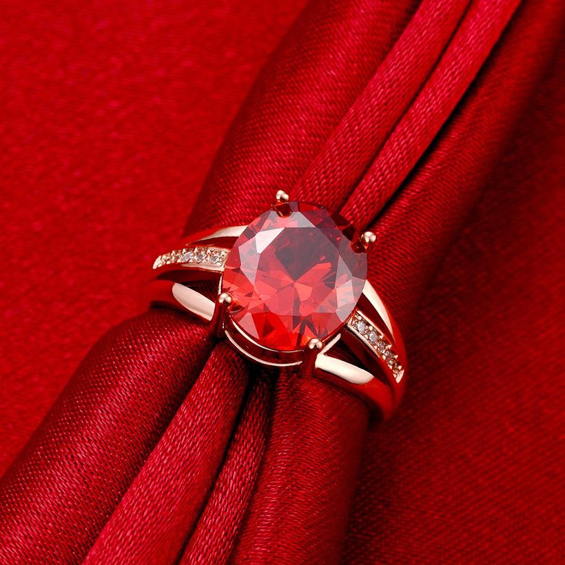 Wholesale Hot selling Red Ruby round Gemstone Wedding Ring For Women Bridal Fine Jewelry Engagement Rose Gold Ring TGCZR244 2
