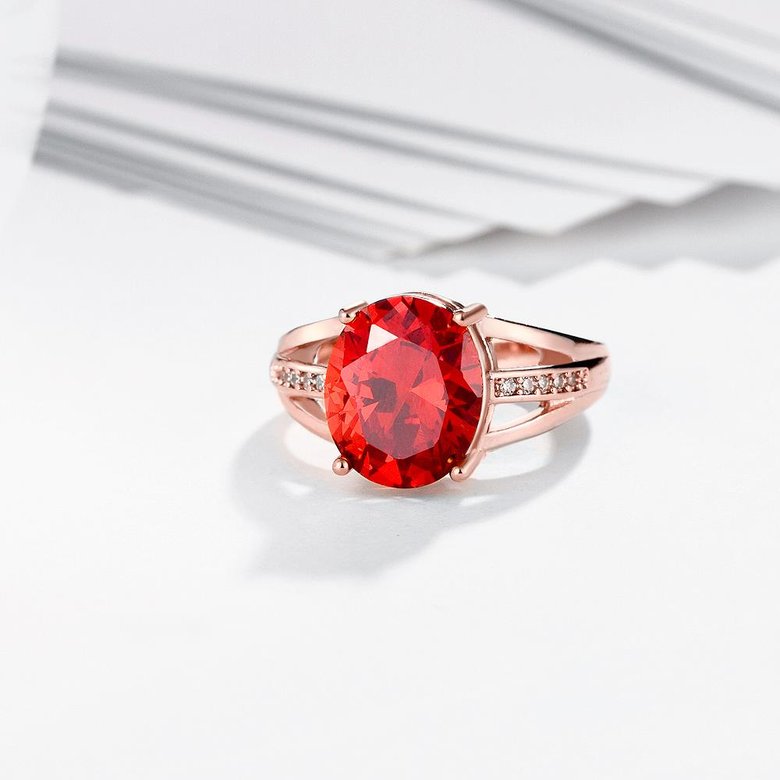 Wholesale Hot selling Red Ruby round Gemstone Wedding Ring For Women Bridal Fine Jewelry Engagement Rose Gold Ring TGCZR244 3