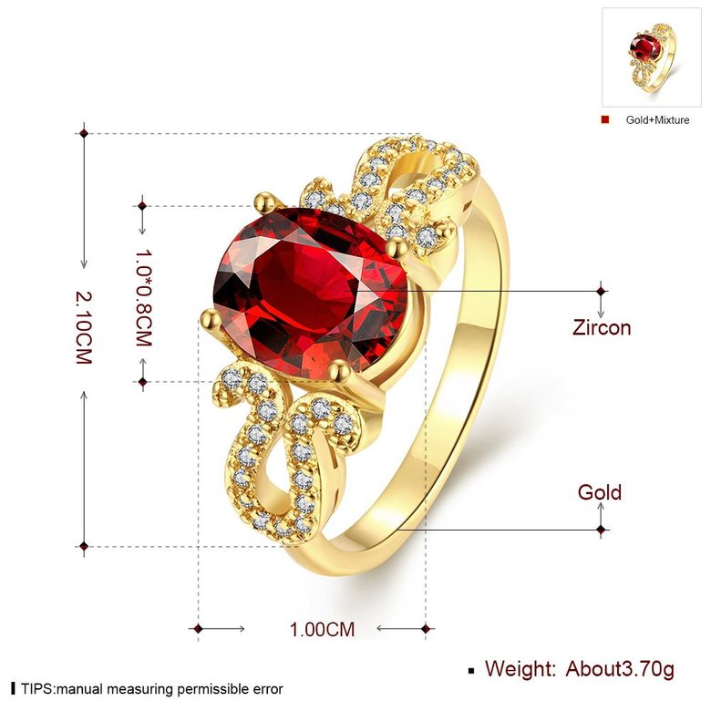 Wholesale Trendy Hot selling Red Ruby round Gemstone Wedding zircon Ring For Women Bridal Fine Jewelry Engagement 24k Gold Ring TGCZR252 0