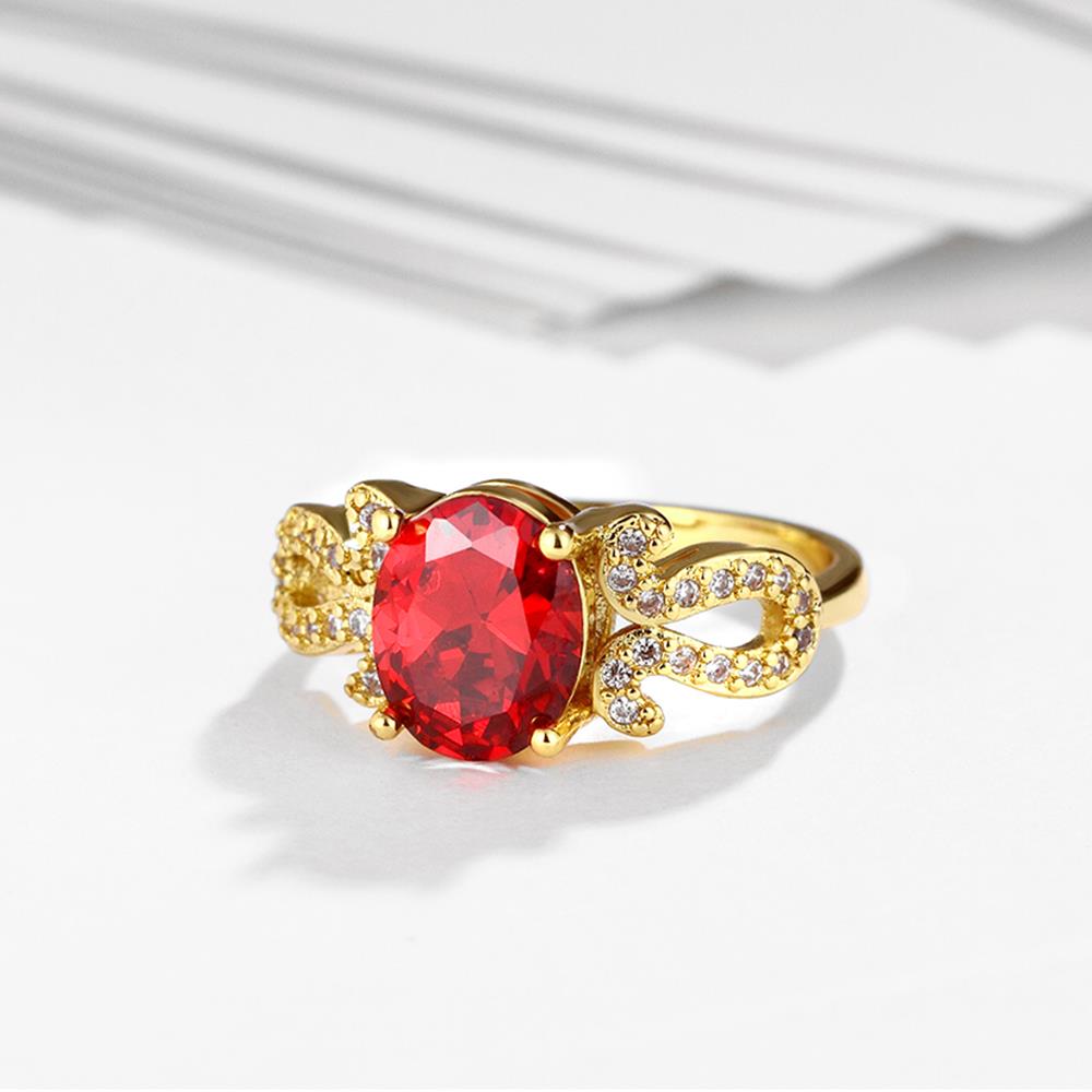 Wholesale Trendy Hot selling Red Ruby round Gemstone Wedding zircon Ring For Women Bridal Fine Jewelry Engagement 24k Gold Ring TGCZR252 2